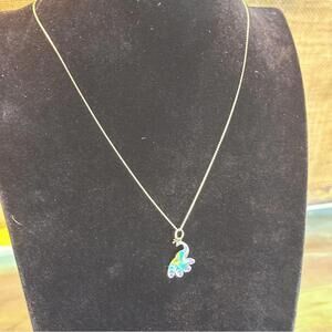 14K gold enamel peacock pendant necklace